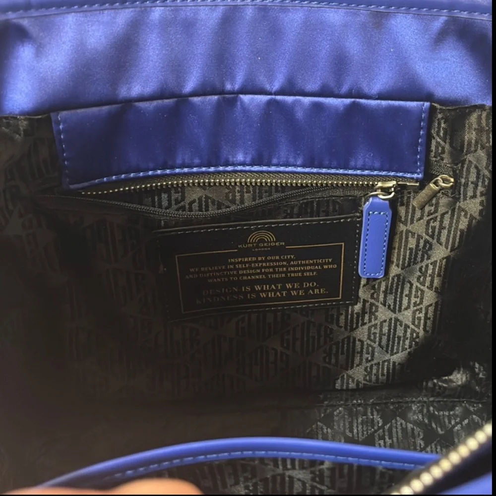 Kurt Geiger Blue Satin Bag - Picture 6 of 10